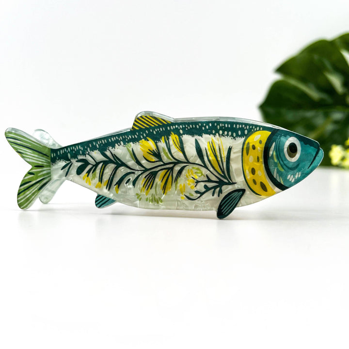 Beach Club Sardine Claw Clip - White