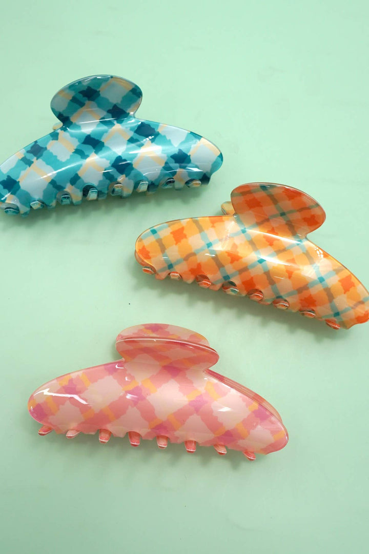 Checkered Flag Claw Clip - Mint