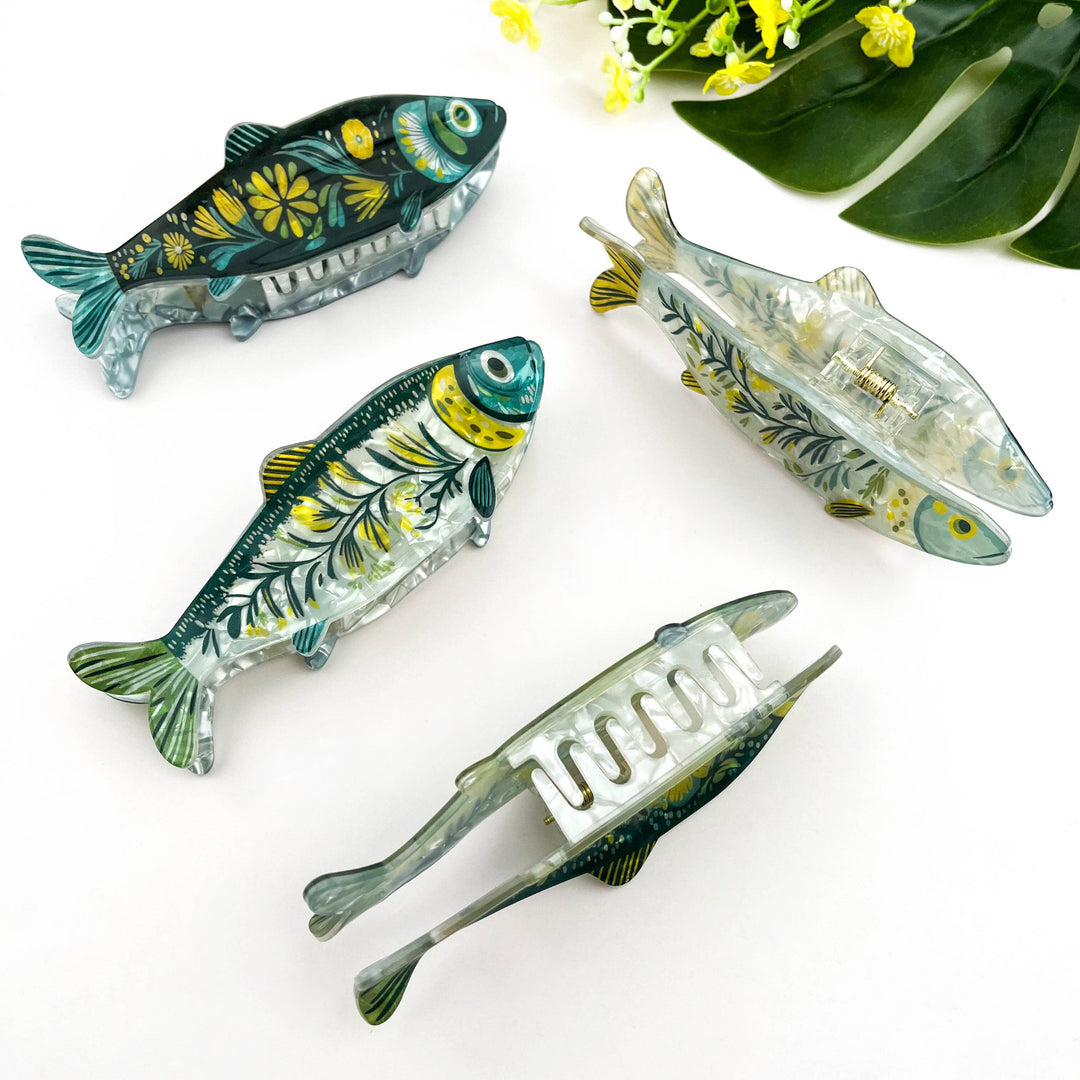 Beach Club Sardine Claw Clip - Blue