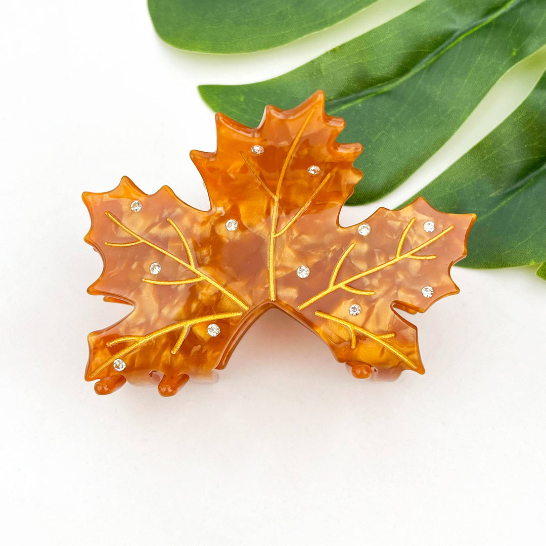 Sideline Maple Leaf Claw Clip - Brown