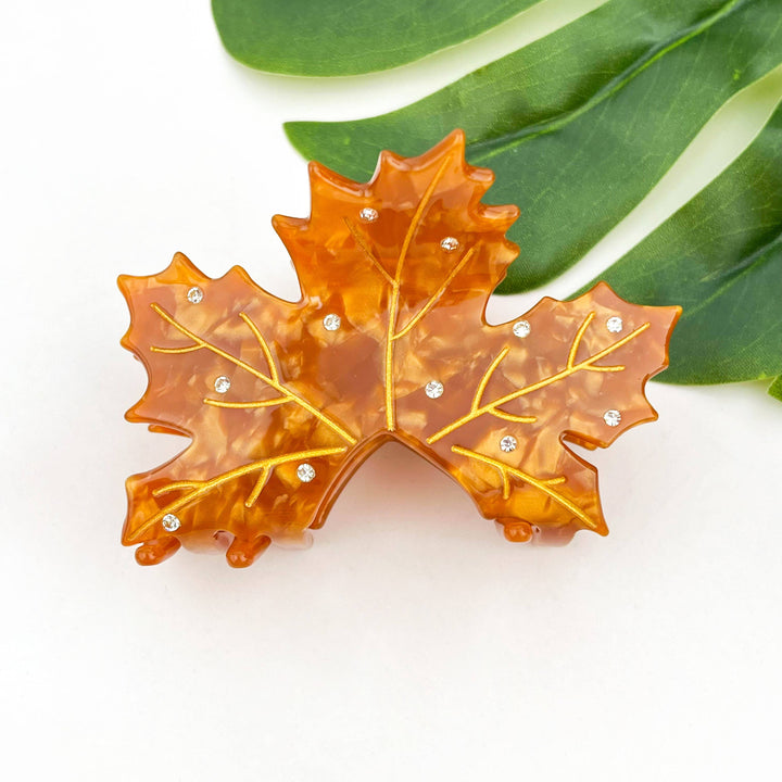 Sideline Maple Leaf Claw Clip - Brown