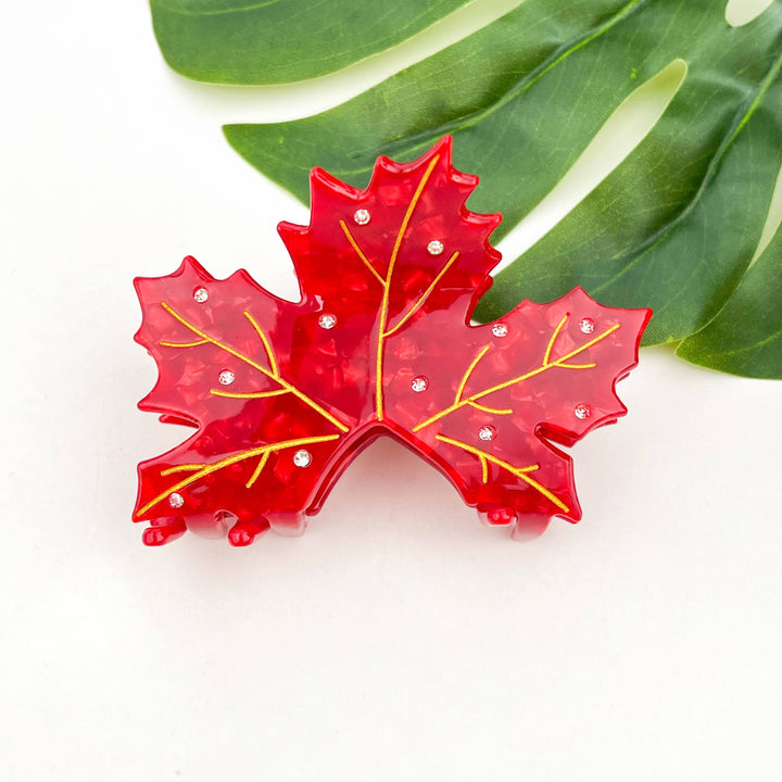 Sideline Maple Leaf Claw Clip - Red
