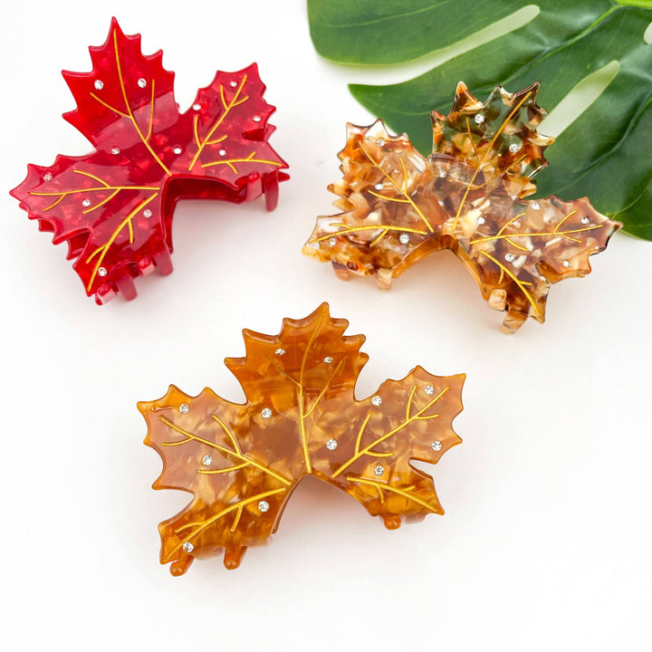 Sideline Maple Leaf Claw Clip - Brown