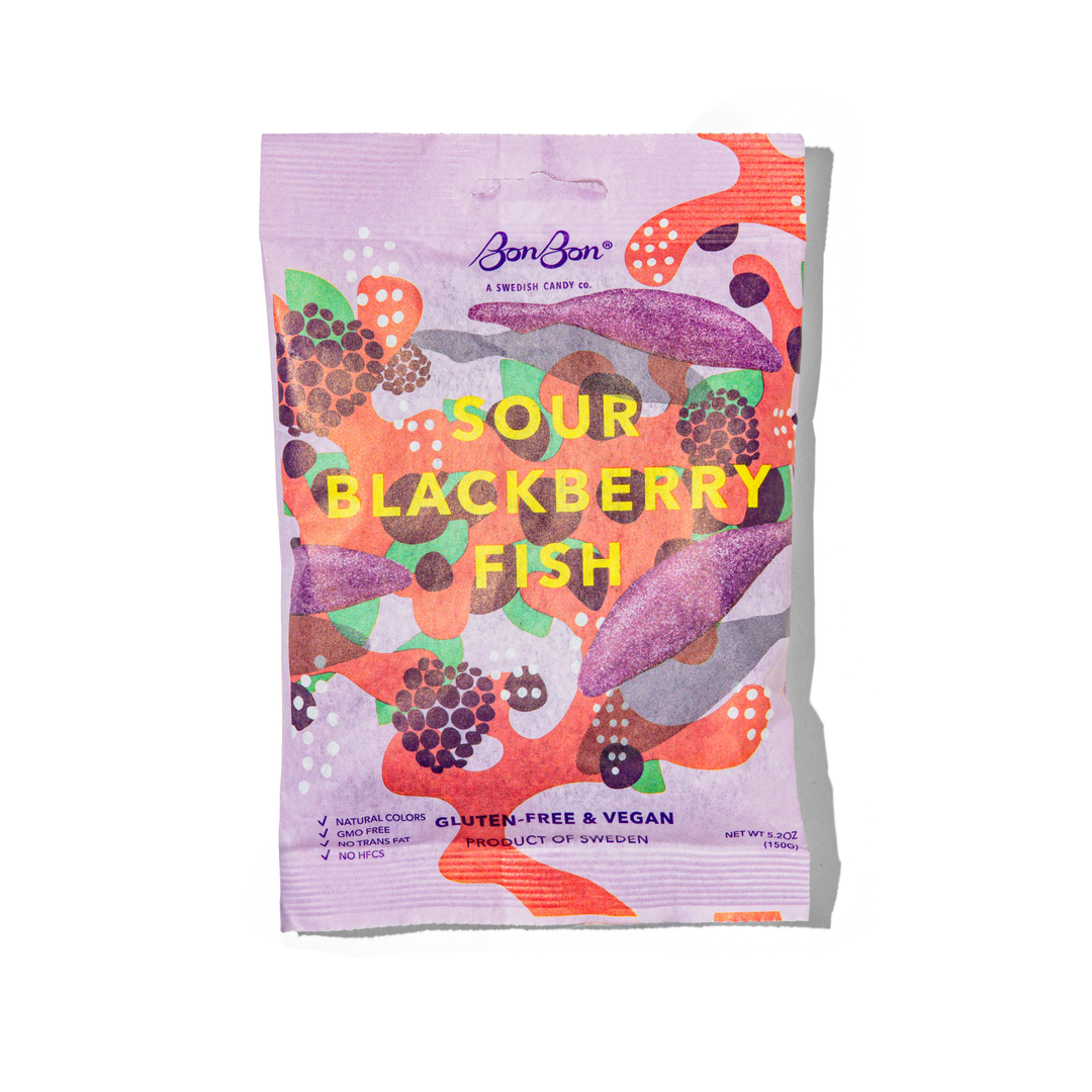 Halftime Swedish Candy - Sour Blackberry Fish