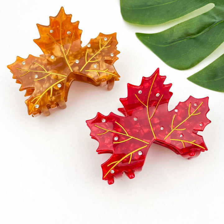Sideline Maple Leaf Claw Clip - Brown