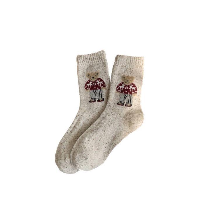Mascot Bear Socks - Cream
