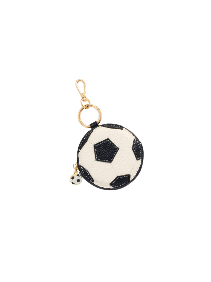 Soccer Ball Zip Pouch Bag Charm - White