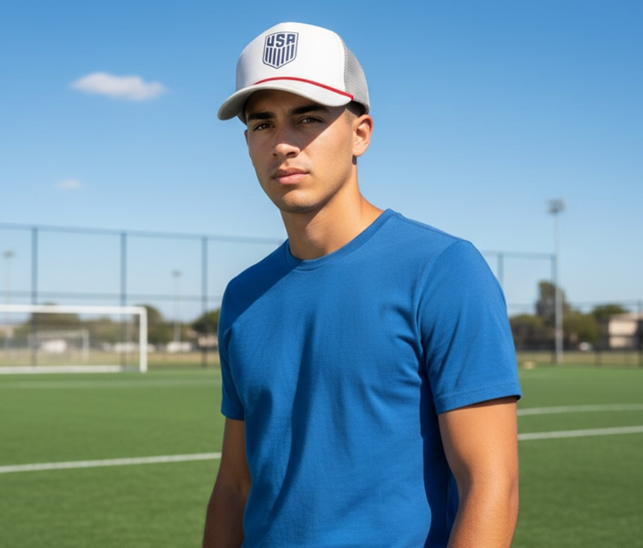 US Soccer Crest Off White Trucker