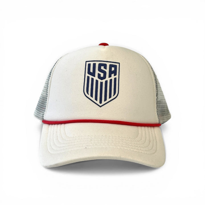 US Soccer Crest Off White Trucker