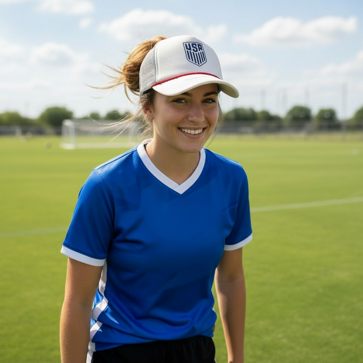 US Soccer Crest Off White Trucker