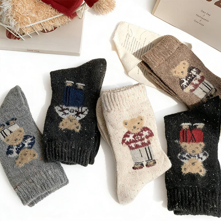 Mascot Bear Socks - Cream