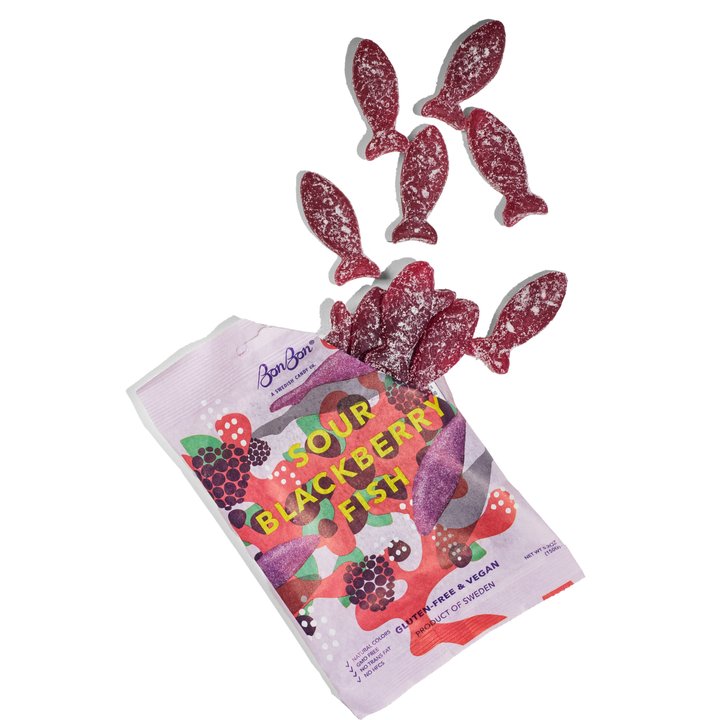Halftime Swedish Candy - Sour Blackberry Fish