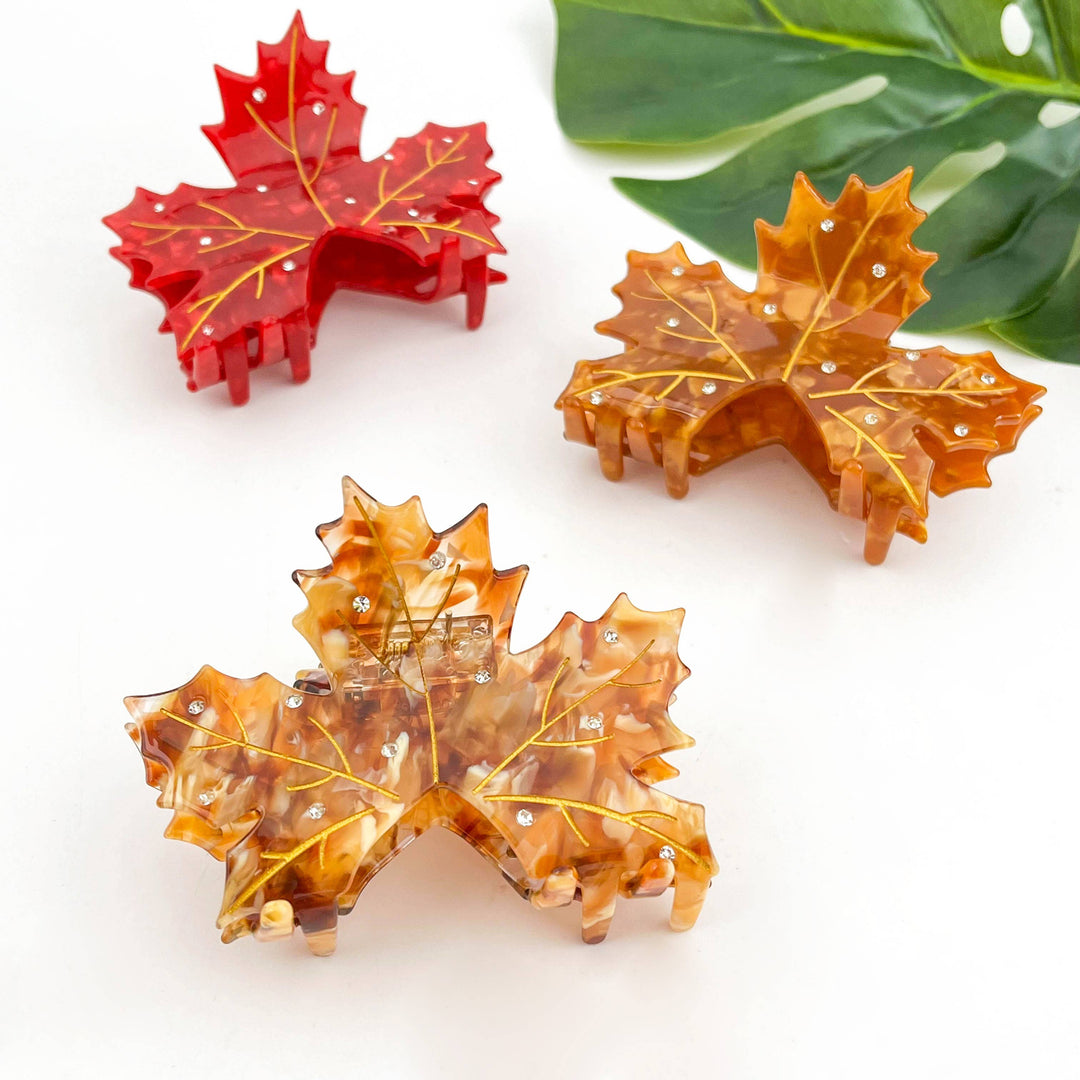 Sideline Maple Leaf Claw Clip - Brown