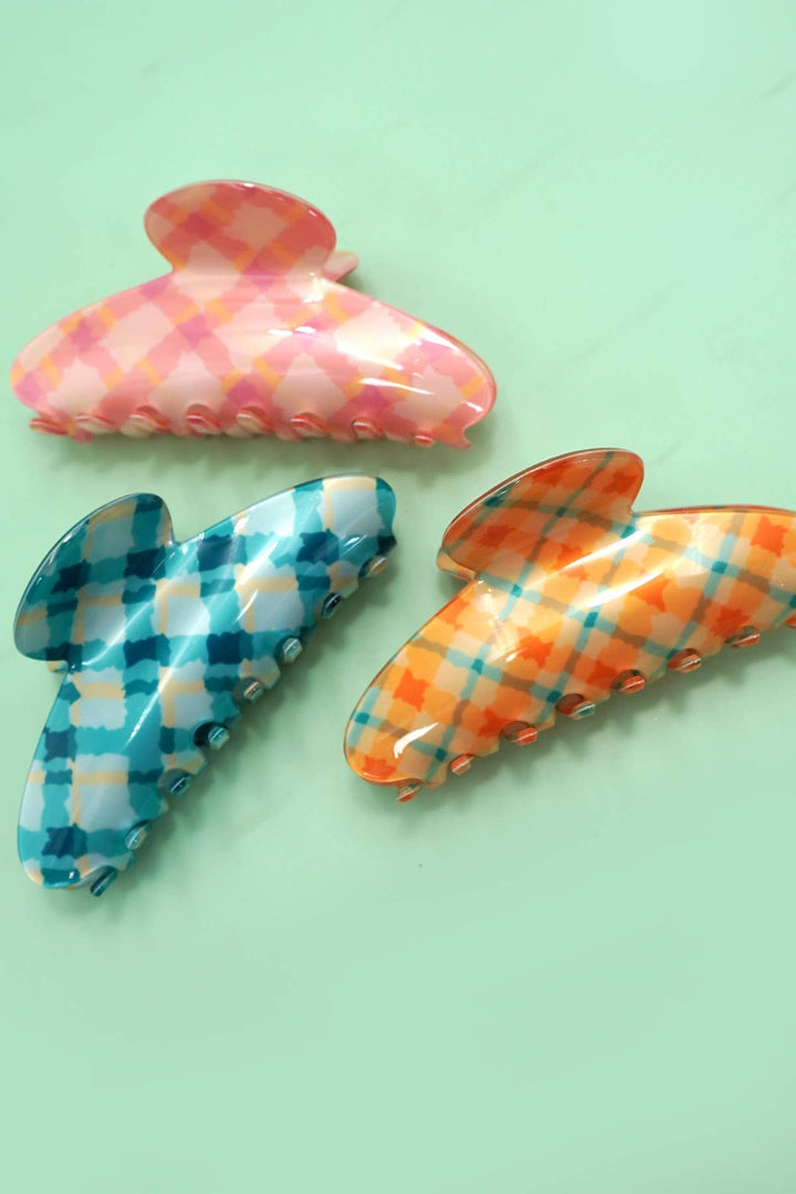 Checkered Flag Claw Clip - Mint